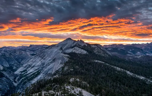 Картинка небо, облака, горы, Природа, вечер, Йосемитский национальный парк