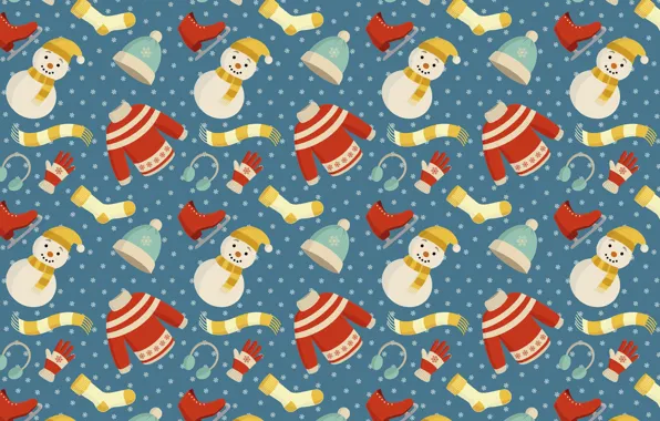 Картинка фон, Рождество, Новый год, снеговик, christmas, background, pattern, merry, decoration, seamless