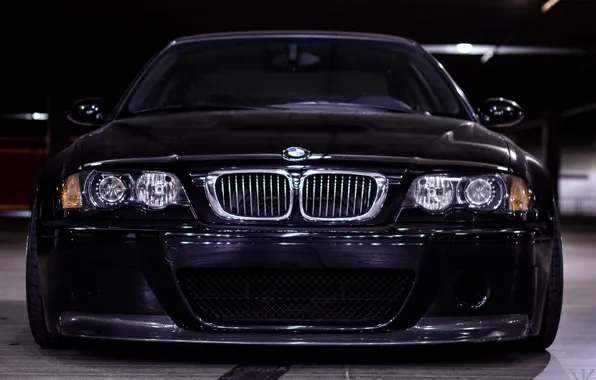 Картинка BMW, Black, E46, M3, Front viev