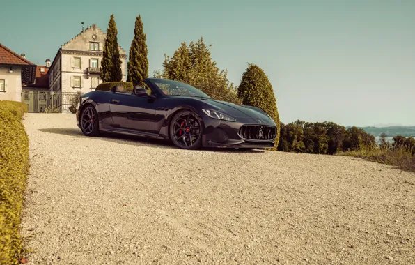 Картинка Maserati, Front, Black, 2018, Cabrio, MC12, Pogea Racing, GrandCabrio