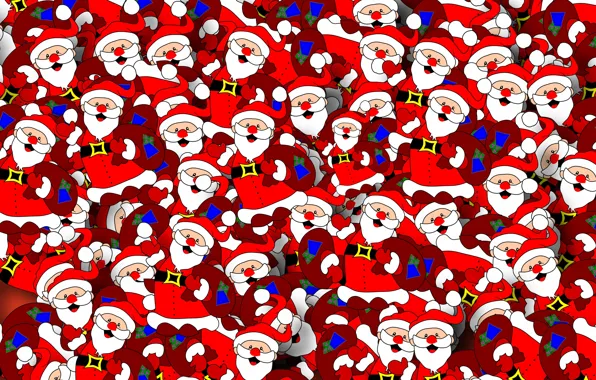 Картинка Новый Год, подарки, много, мешки, РОждество, Санта_Клаусы
