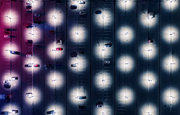Картинка фонари, парковка, автомобили, Сергей Полетаев, Sergei Poletaev