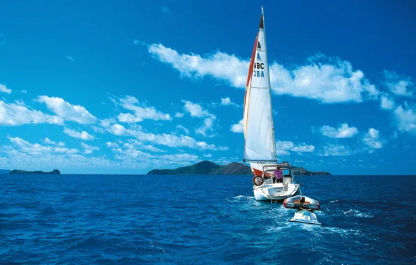 Картинка острова, путь, движение, океан, ветер, яхта, паруса, навигатор, Sailing, Swain Destinations