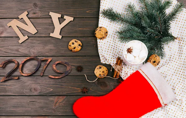Картинка зима, елка, печенье, Рождество, Новый год, корица, выпечка, 2019