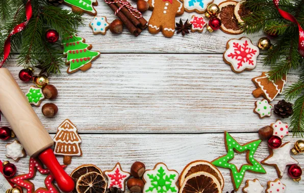 Картинка украшения, Новый Год, Рождество, christmas, wood, merry, cookies, decoration, пряники, gingerbread