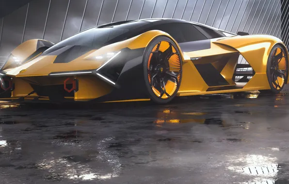 Картинка рендеринг, Lamborghini, суперкар, вид спереди, Terzo Millennio