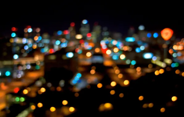 Картинка ночь, город, размытость, огни ночного города