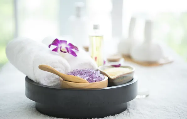 Картинка цветок, полотенце, relax, spa, соль для ванны