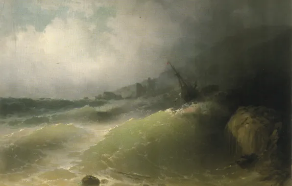 Картинка картина, морской пейзаж, Кораблекрушение, Иван Айвазовский
