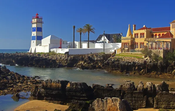 Картинка маяк, дома, Португалия
