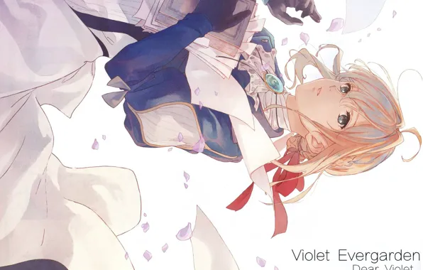 Картинка книга, брошь, железная рука, красная ленточка, Violet Evergarden, by Akiko Takase