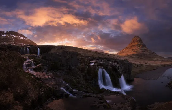 Картинка горы, водопады, Исландия, Киркьюфетль