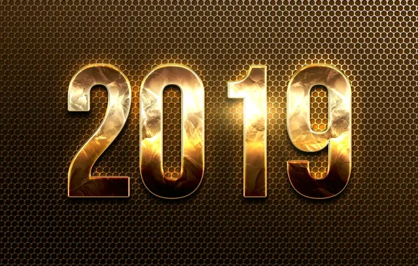 Картинка цифры, Новый год, золотой, 2019