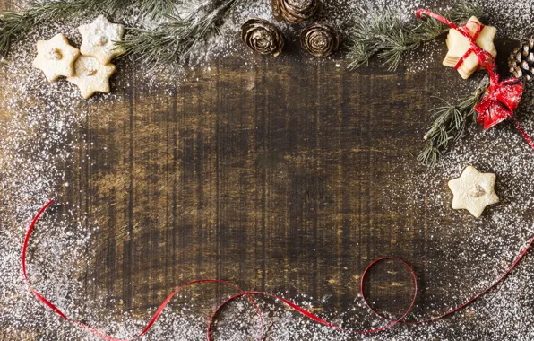 Картинка украшения, Новый Год, печенье, Рождество, Christmas, wood, New Year, cookies, decoration, Merry, fir tree, ветки …
