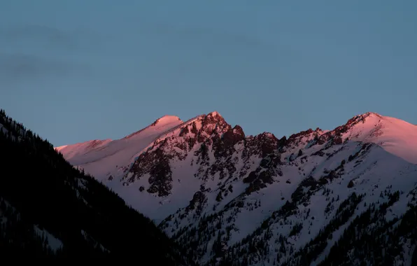 Картинка зима, небо, снег, закат, горы, природа, скалы, вечер, США, Silverthorne