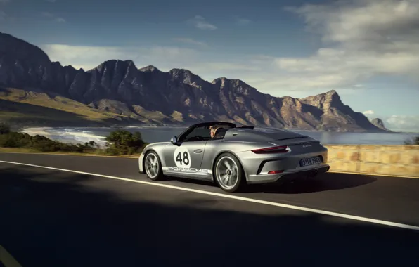 Картинка 911, Porsche, Speedster, 991, на дороге, 2019, серо-серебристый, 991.2