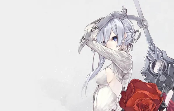 Картинка девушка, роза, меч, Sinoalice