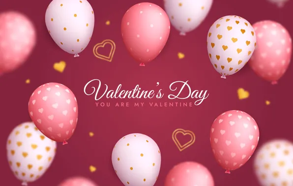 Картинка любовь, шары, романтика, сердце, сердечки, love, happy, pink, romantic, hearts, открытка, 14 февраля, Valentine's Day, …