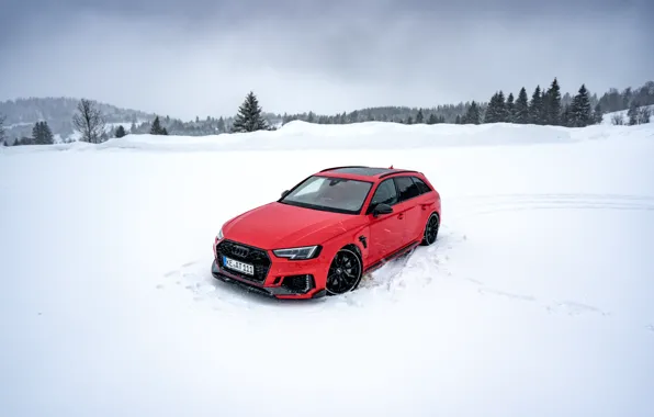 Картинка Audi, Red, Tuning, ABT, RS4+