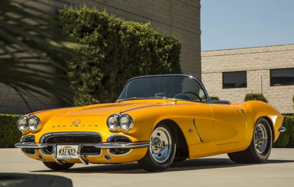 Картинка Corvette, Chevrolet, Yellow, Convertible, 1962