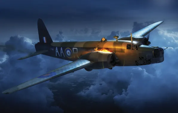 Картинка Великобритания, Raf, Adam Tooby, Vickers Wellington Mk.IA, Дальний бомбардировщик