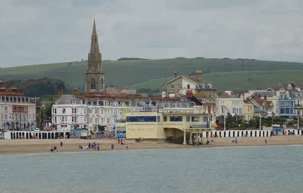 Картинка Beach, Water, England, Britain, View, Building, United Kingdom, Travel, Dorset, Tourism, Seaside, Weymouth, South West, …