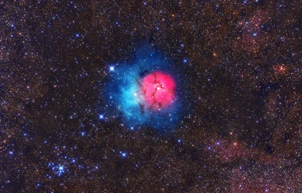Картинка космос, туманность, M20, Nebulosa Trífida