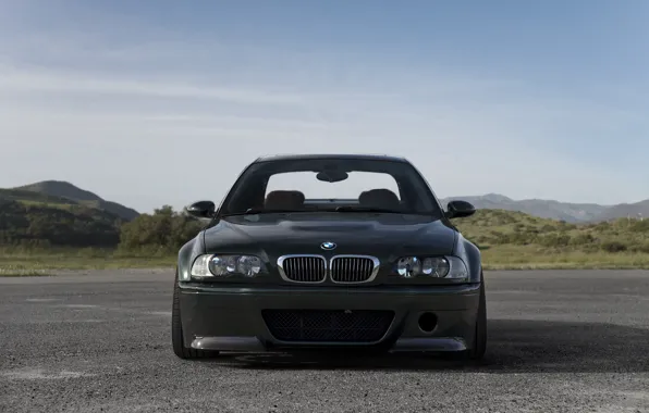 Картинка BMW, Sky, E46, M3, Front view, Dark green