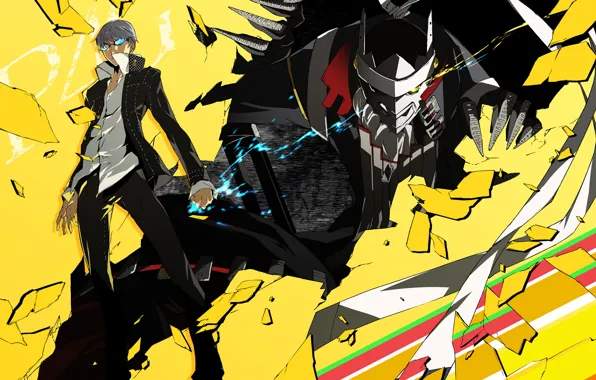 Картинка персонажи, Персона 4, Persona 4, жёлтый фон