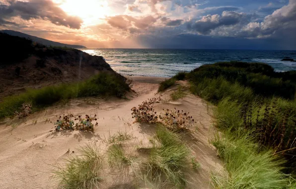 Картинка песок, море, пейзаж, природа, берег, побережье, красота