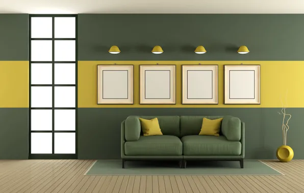 Картинка диван, green, интерьер, гостиная, living room