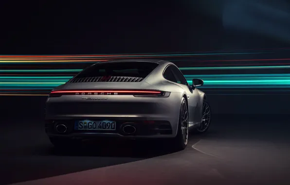 Картинка 911, Porsche, вид сзади, Carrera 4S, 2019