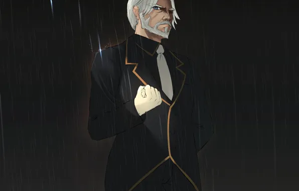 Картинка дождь, мужчина, дворецкий