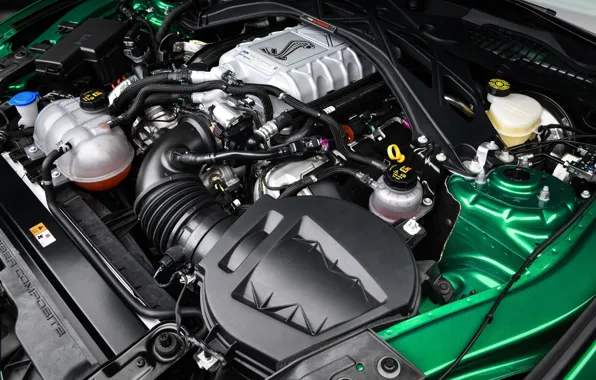 Картинка двигатель, Mustang, Ford, Shelby, GT500, 2020, V8, Green Hornet, EXP 500