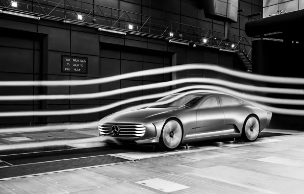 Картинка Mercedes-Benz, 2015, аэродинамическая труба, продувка, Intelligent Aerodynamic Automobile, Concept IAA, воздушные потоки