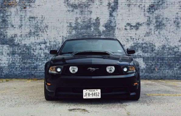Картинка черный, фары, Ford, мустанг, Ford Mustang, black, форд
