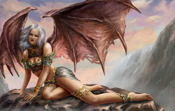 Картинка девушка, крылья, демон
