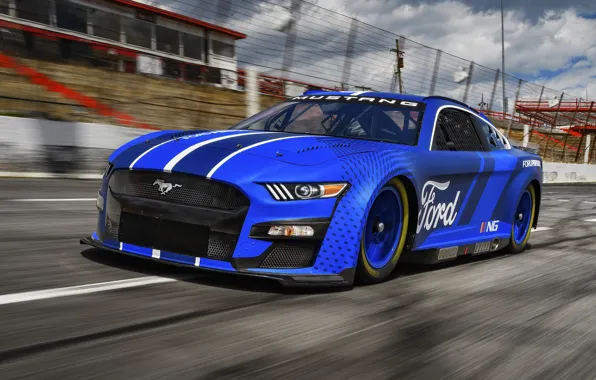 Картинка скорость, Mustang, Ford, Ford Mustang, гоночный трек, NASCAR, 2021