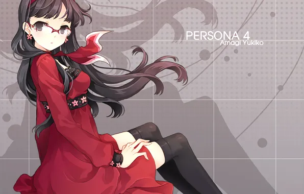 Картинка девушка, красное платье, Persona 4, Персона