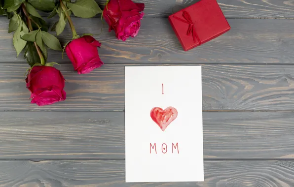 Картинка цветы, подарок, розы, открытка, День матери