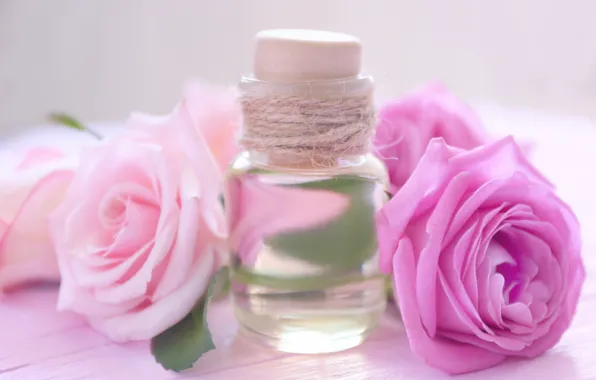 Картинка масло, розы, духи, флакон, аромат, roses, perfume, oil, bottle, aroma