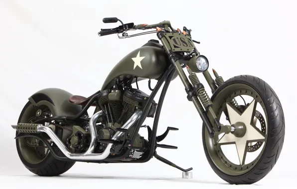 Картинка Chopper, Harley-Davidson, Military, Custom, Motorbike