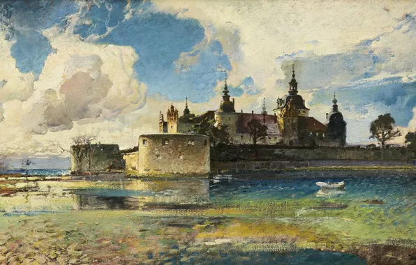 Картинка 1923, шведский художник, Swedish painter, oil on canvas, Kalmar Castle, Ivan Hoflund, Иван Хофлунд, Кальмарский …
