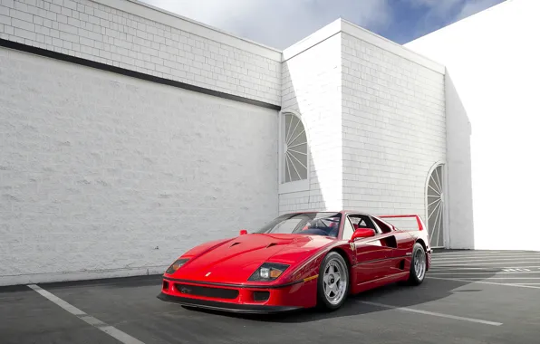 Картинка Ferrari, Red, F40, Wall