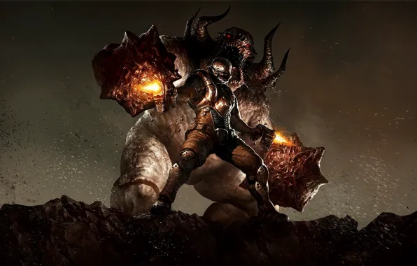 Картинка оружие, искры, монстры, существа, Doom 3