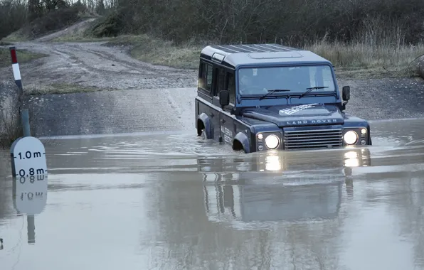 Картинка прототип, Land Rover, Defender, брод, 2013, All-terrain Electric Research Vehicle