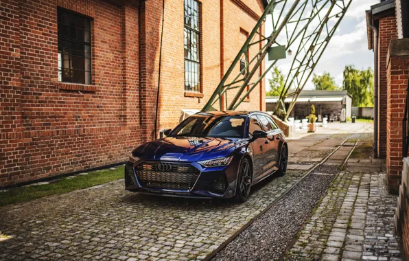 Картинка Audi, Blue, Wall, Avant, RS6, VAG