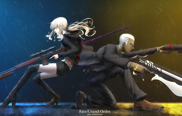 Картинка оружие, двое, Fate / Grand Order, Судьба великая кампания