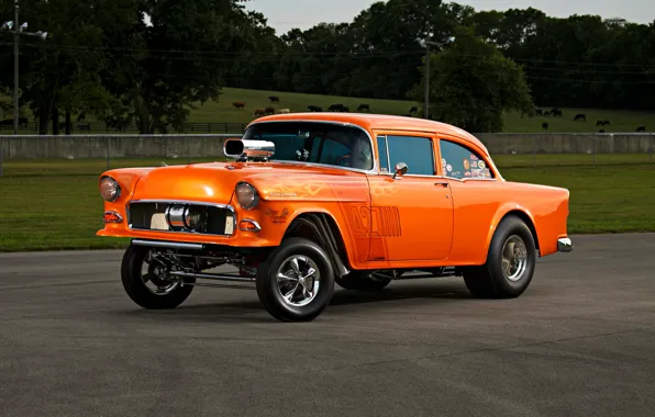 Картинка Orange, Car, Race, Chevy, Custom, Modifield