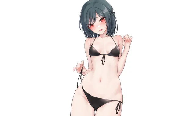 Картинка girl, sexy, Anime, pretty, bikini, short, black bikini, skimpy